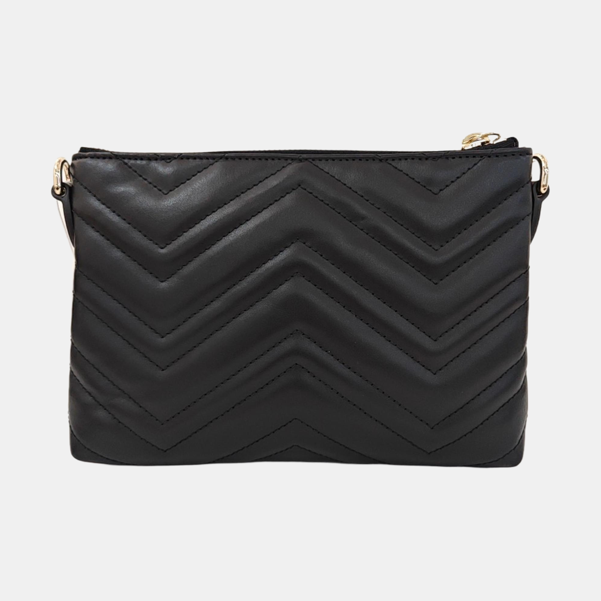 GG Marmont Small Chevron Calfskin Black