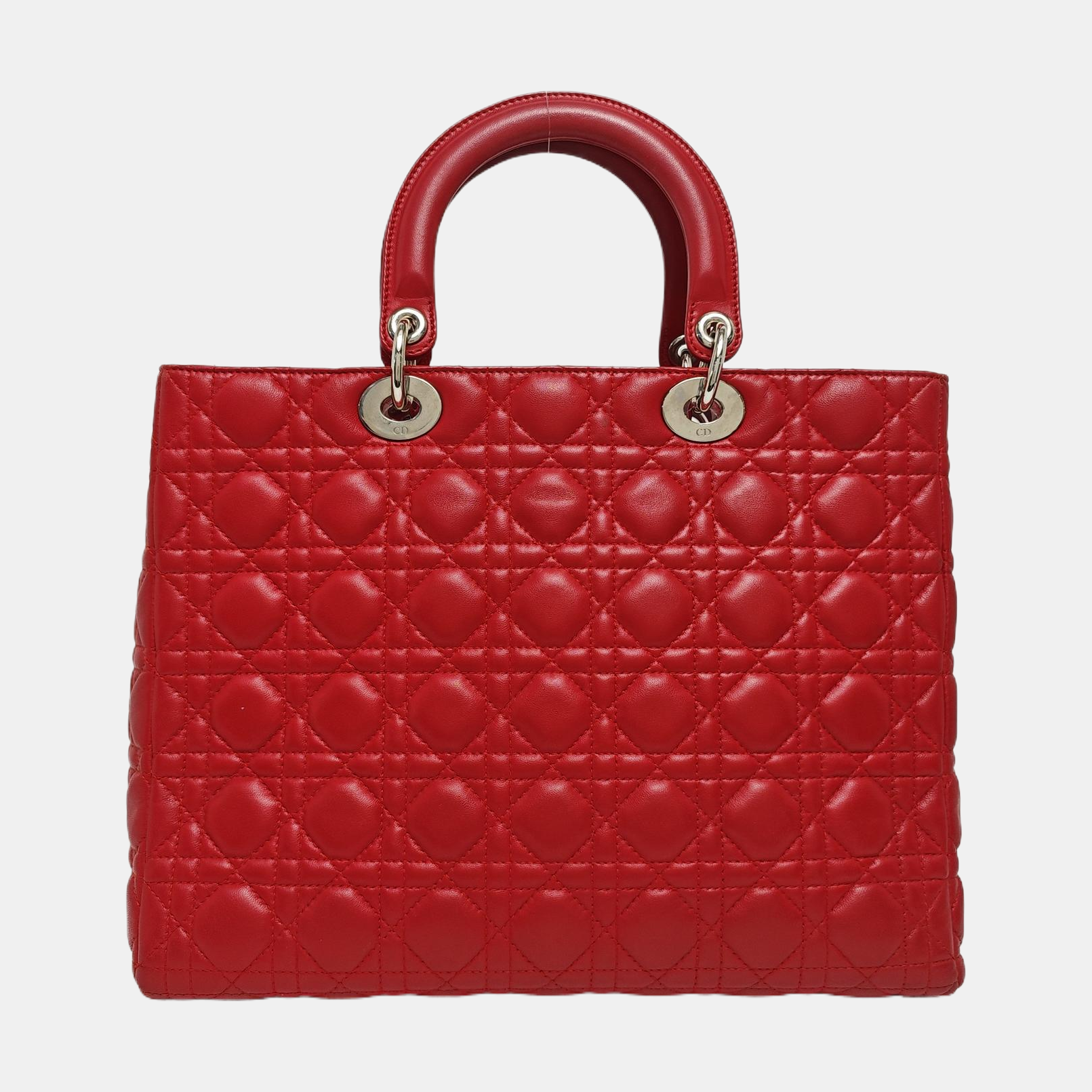 Authenticated pre-owned  Lady Dior Large Lambskin Red - Tote Bag at Looply