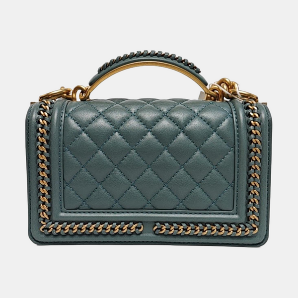 BOY CHANEL Small Quilted Calfskin Green