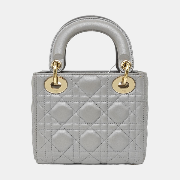 Lady Dior Mini Cannage Lambskin Gray