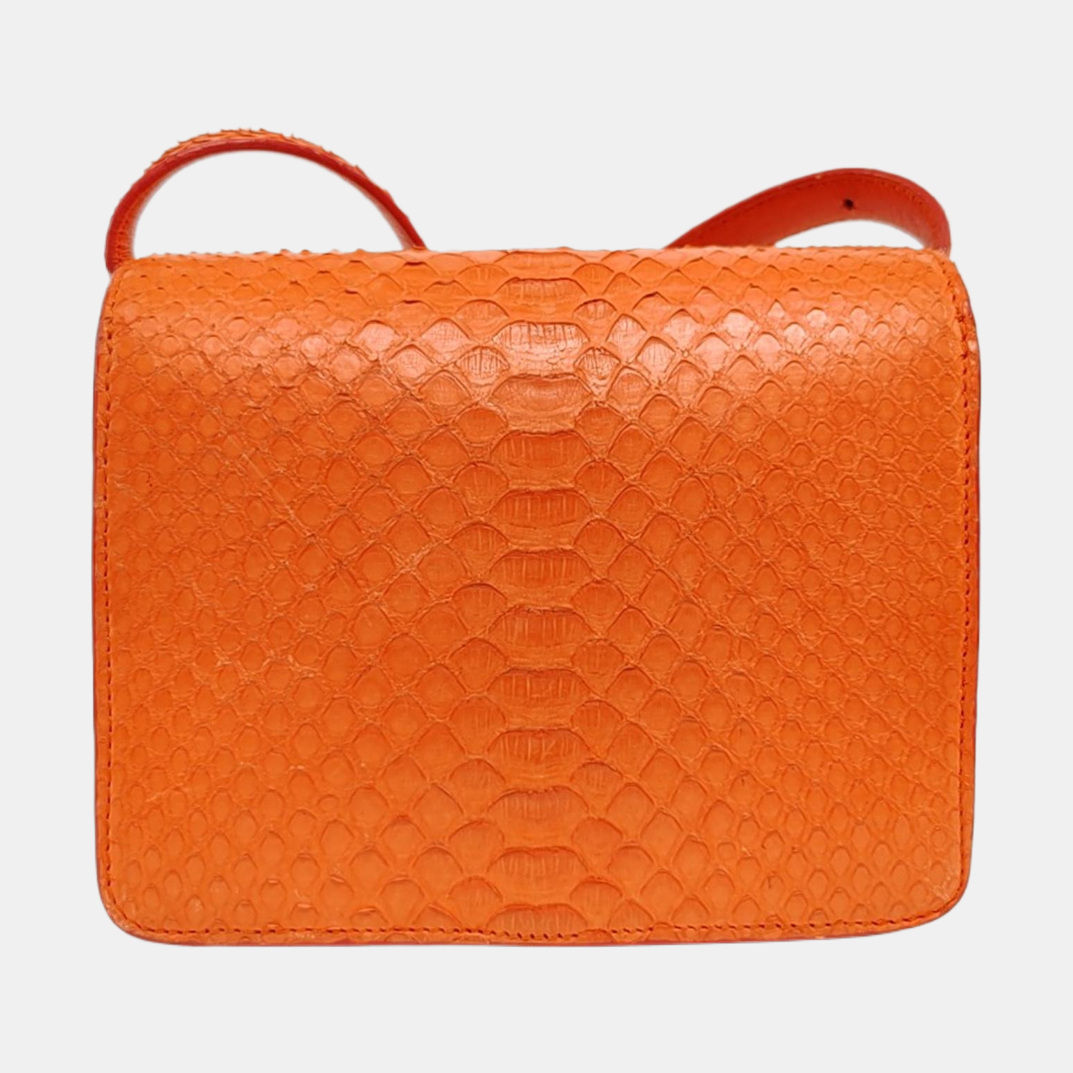 Authenticated pre-owned  CLASSIC BOX Mini Python Orange - Shoulder Bag at Looply