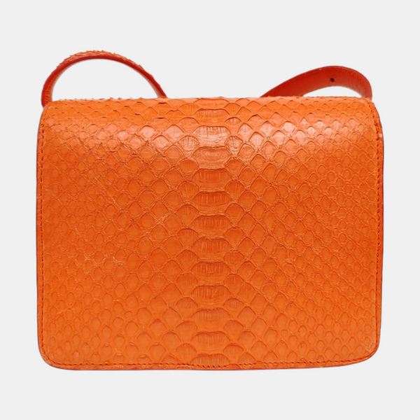 Authenticated pre-owned  CLASSIC BOX Mini Python Orange - Shoulder Bag at Looply