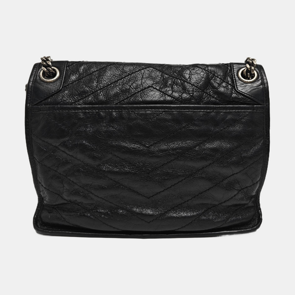 NIKI Medium Chevron Calfskin Black