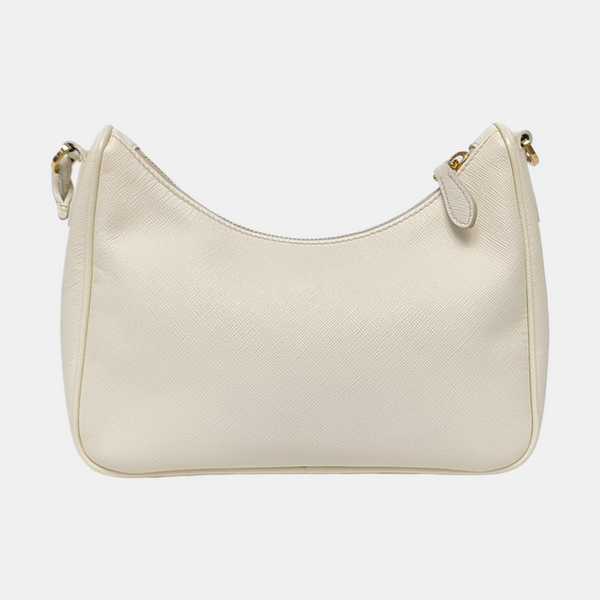 Authenticated pre-owned  Re-Edition2005 Saffiano Calfskin White - Crossbody Bag at Looply