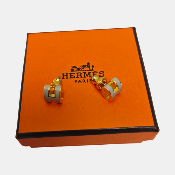 Pop H Metal Gold Stud Earrings