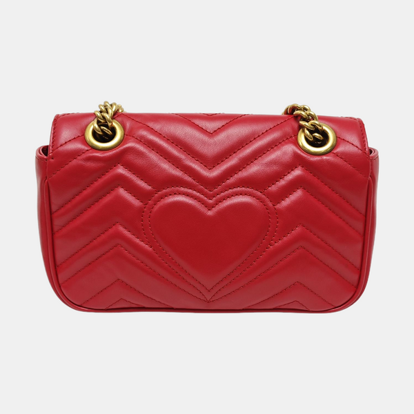 GG Marmont Small Quilted Calfskin Red