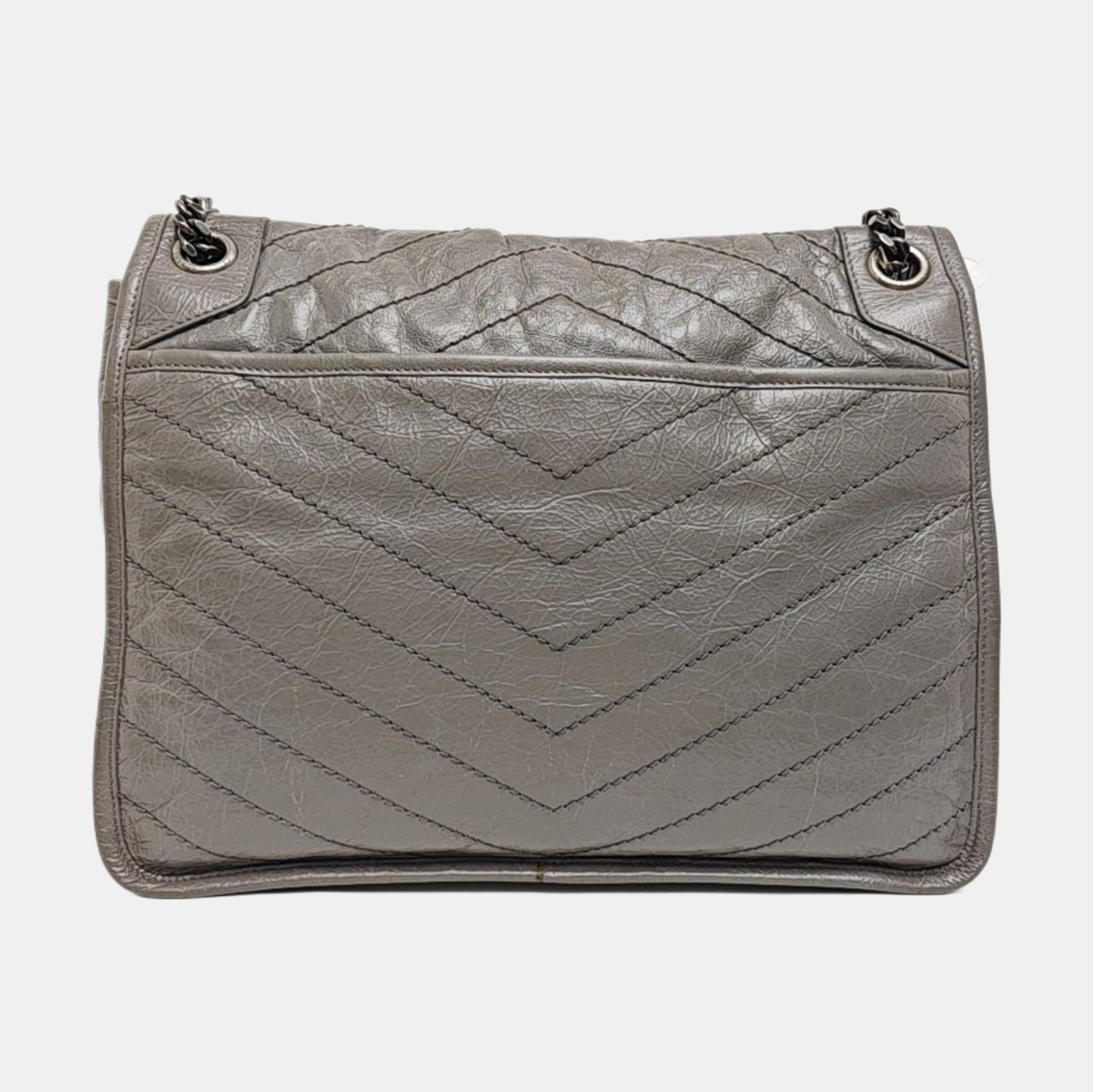 NIKI Large Chevron Calfskin Gray