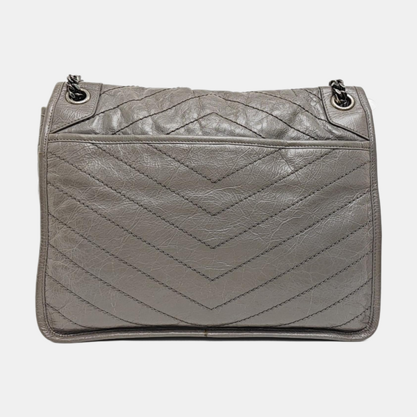 NIKI Large Chevron Calfskin Gray