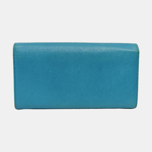 Grained Calfskin Wallet Blue