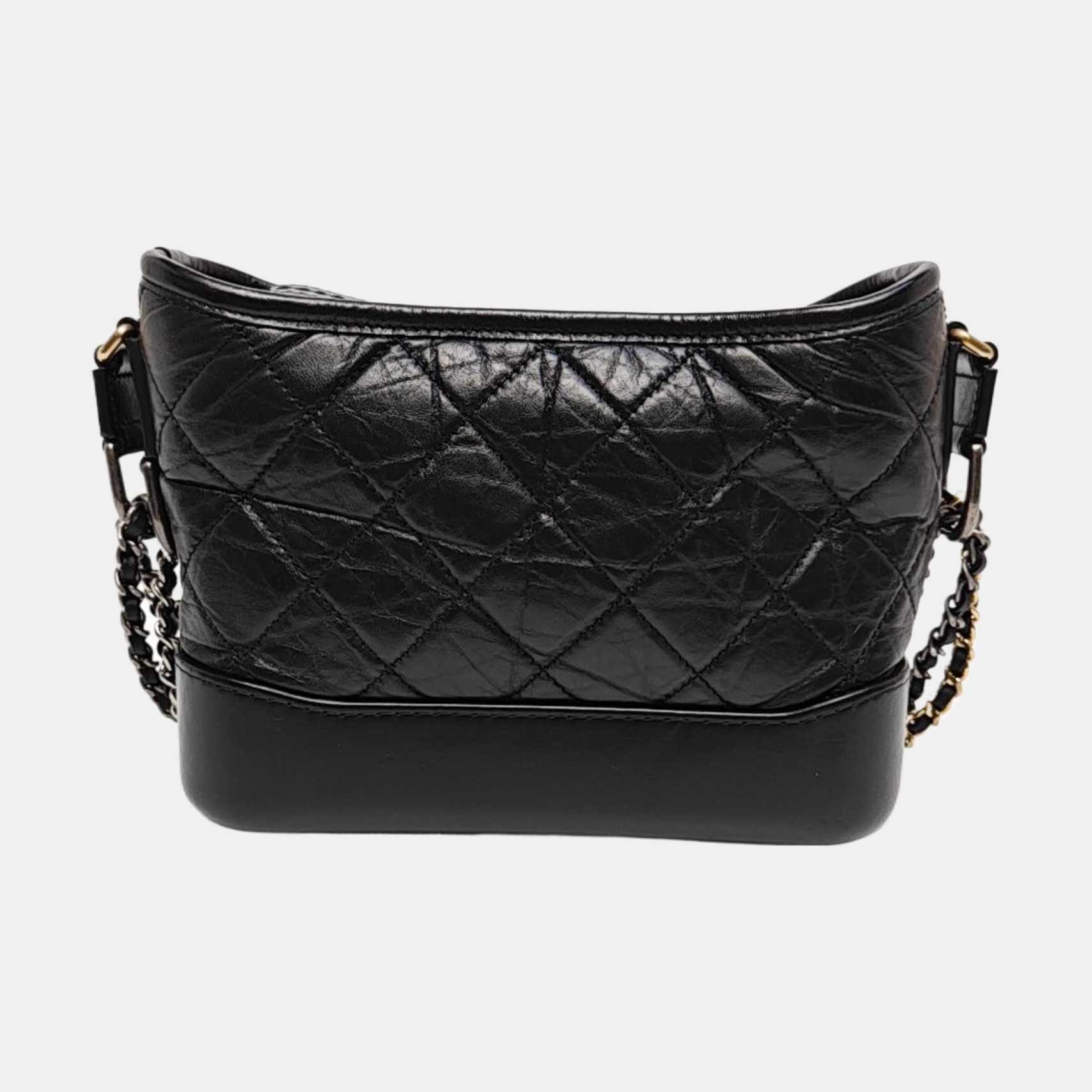 GABRIELLE Small Quilted Vintage Calf Black