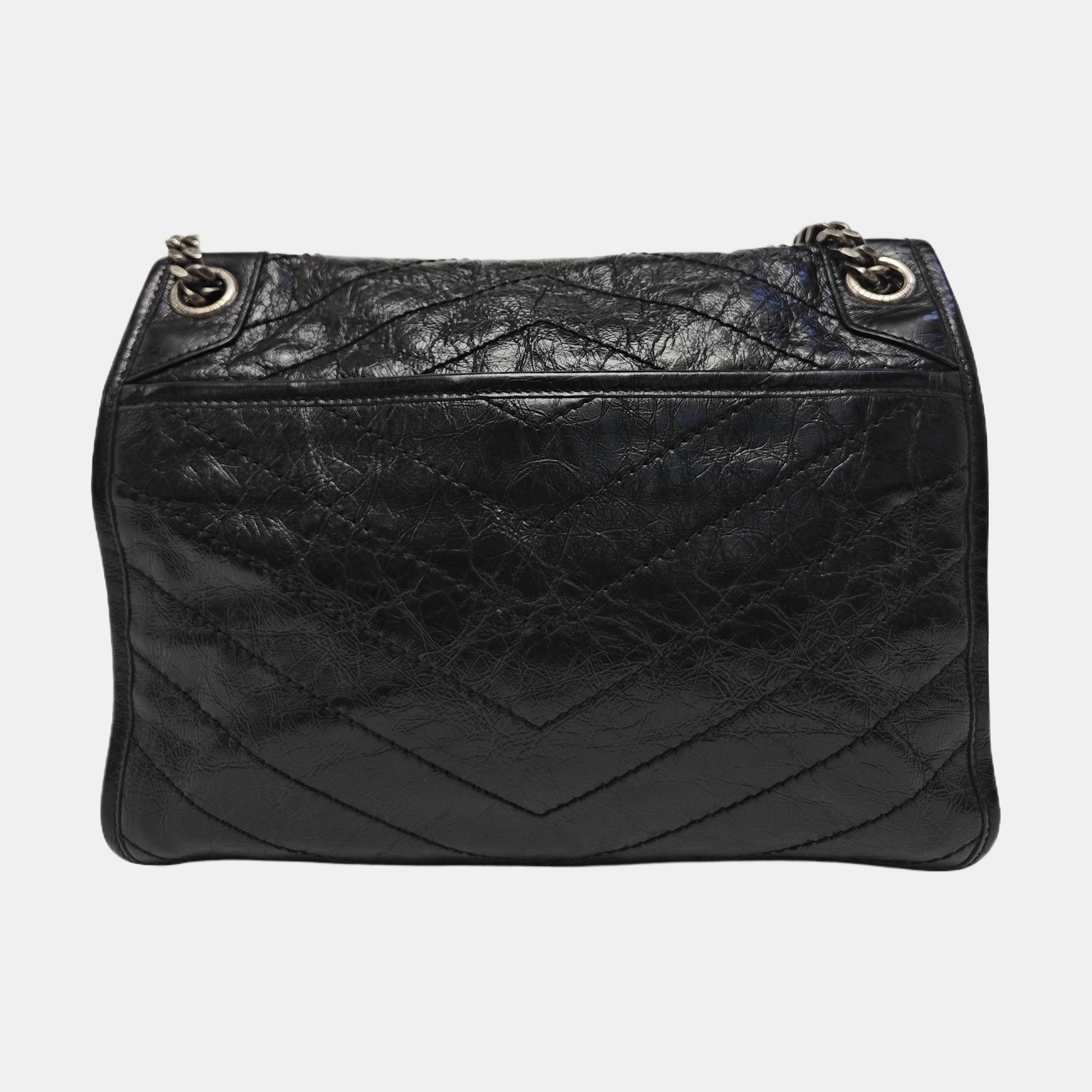 NIKI Medium Chevron Calfskin Black