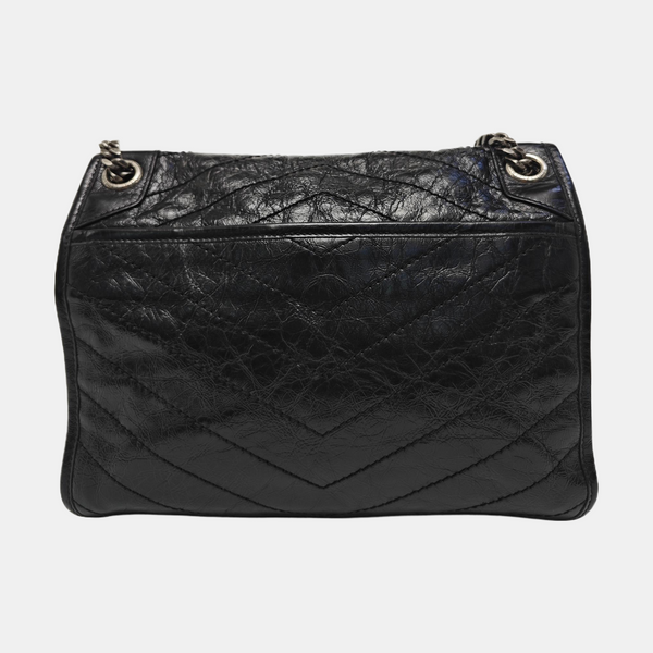 NIKI Medium Chevron Calfskin Black