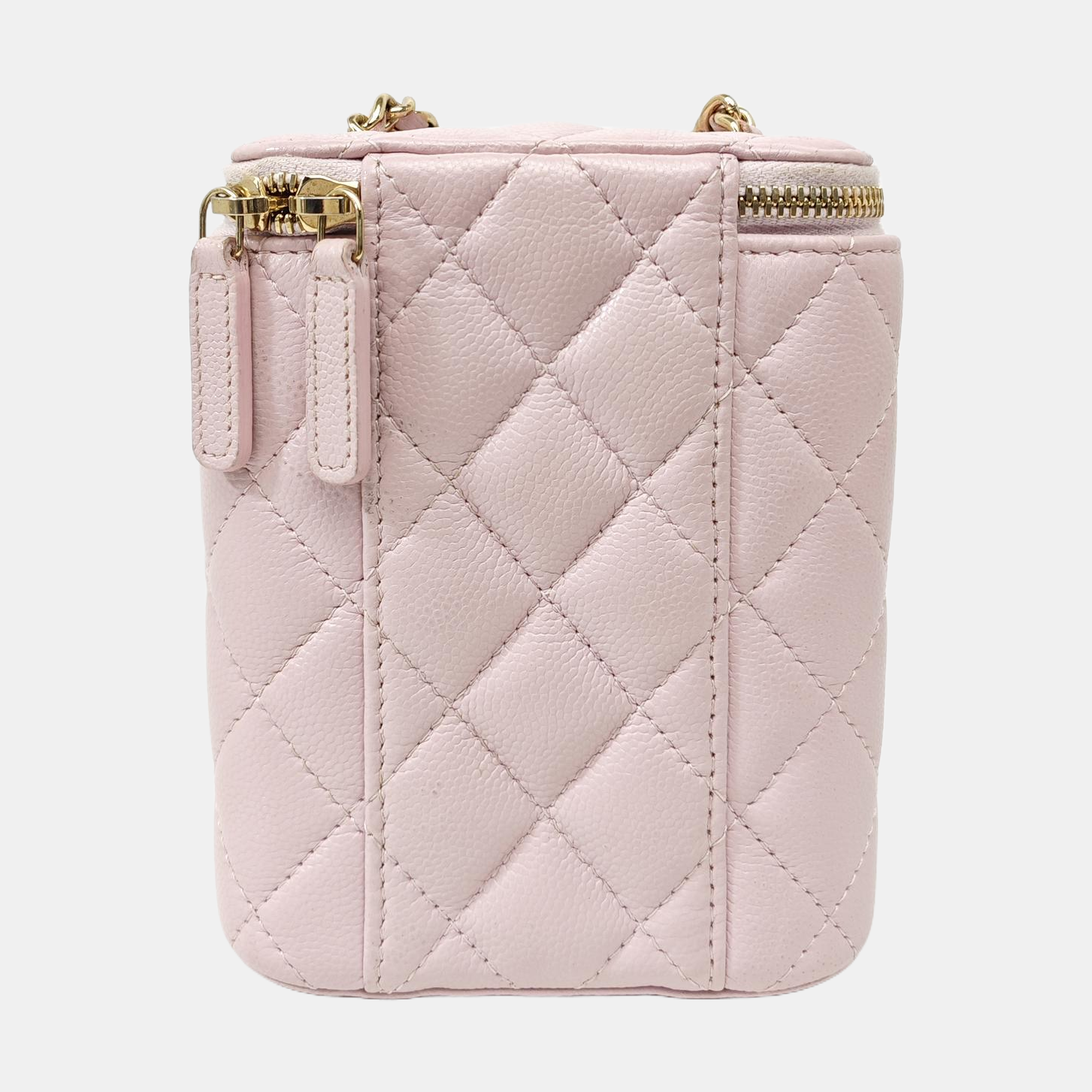 VANITY CASE Mini Quilted Grained Calfskin Pink