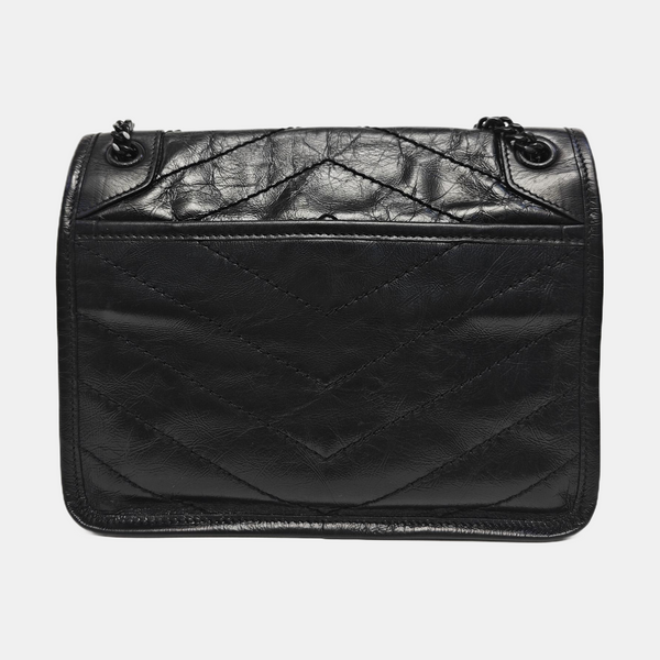 NIKI Small Chevron Calfskin Black