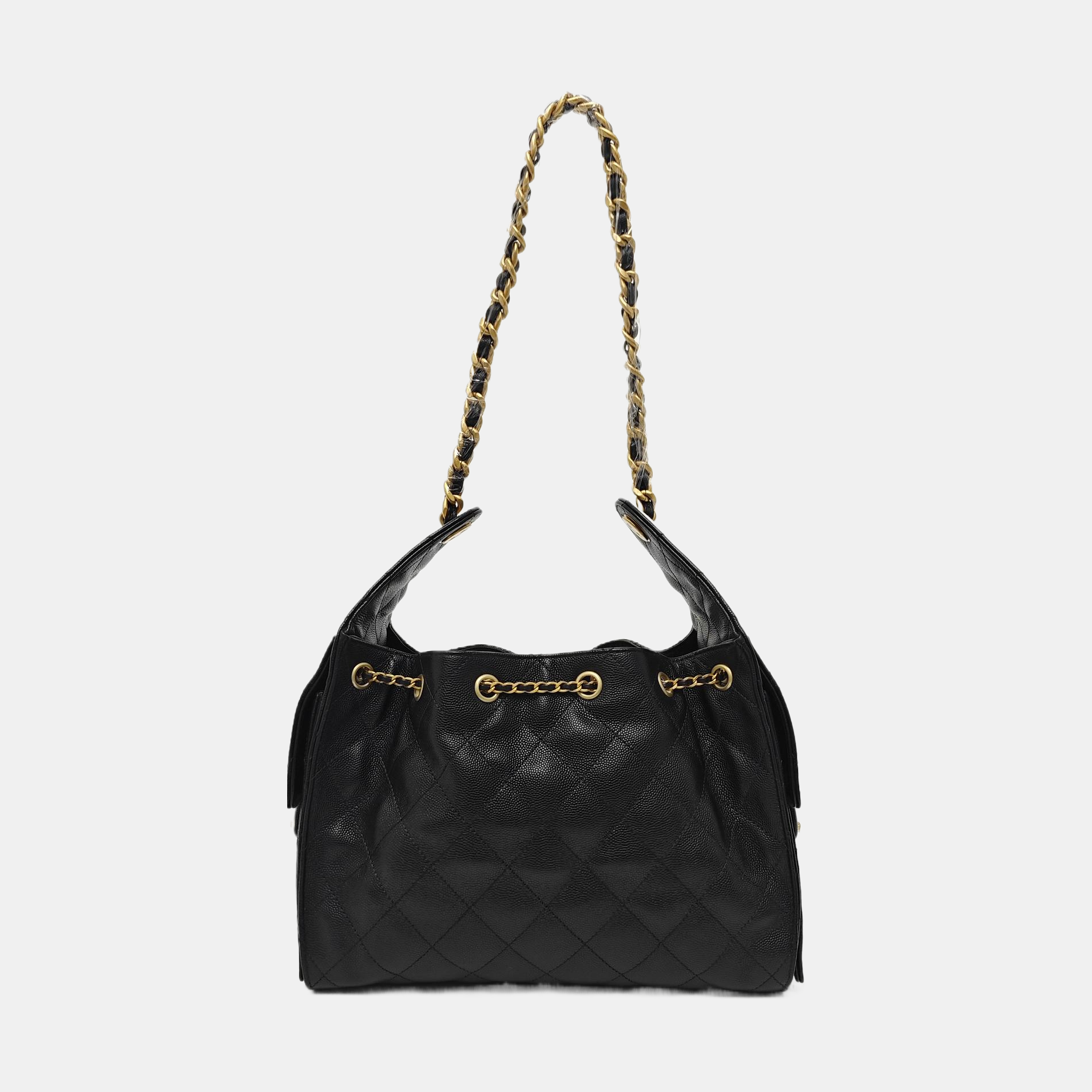 CHANEL 25 Small Quilted Grained Calfskin Black