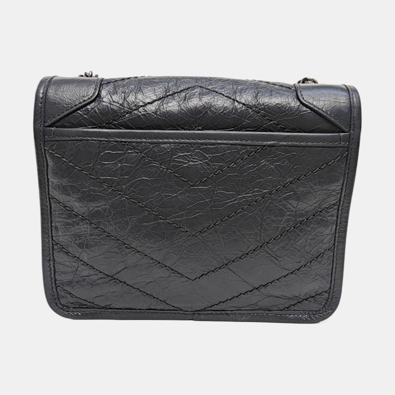 NIKI Mini Chevron Calfskin Gray