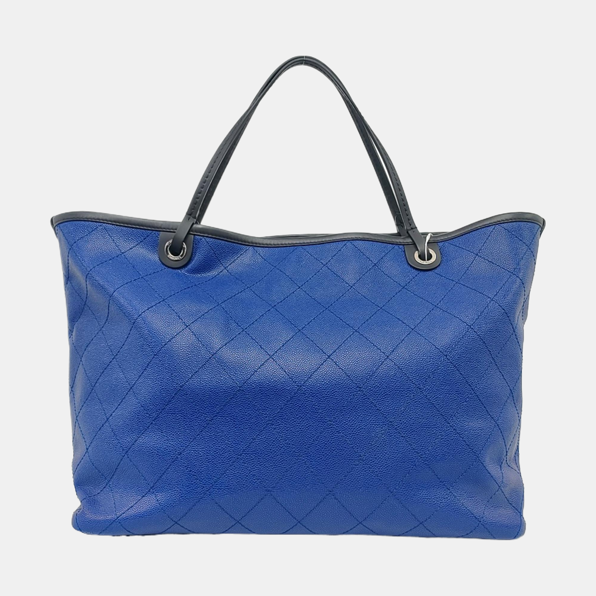 Quilted Grained Calfskin Blue
