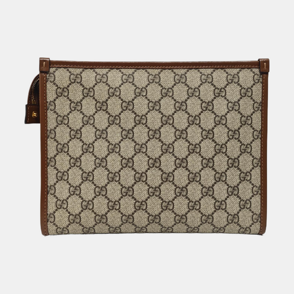 Monogram Coated Canvas Clutch Beige