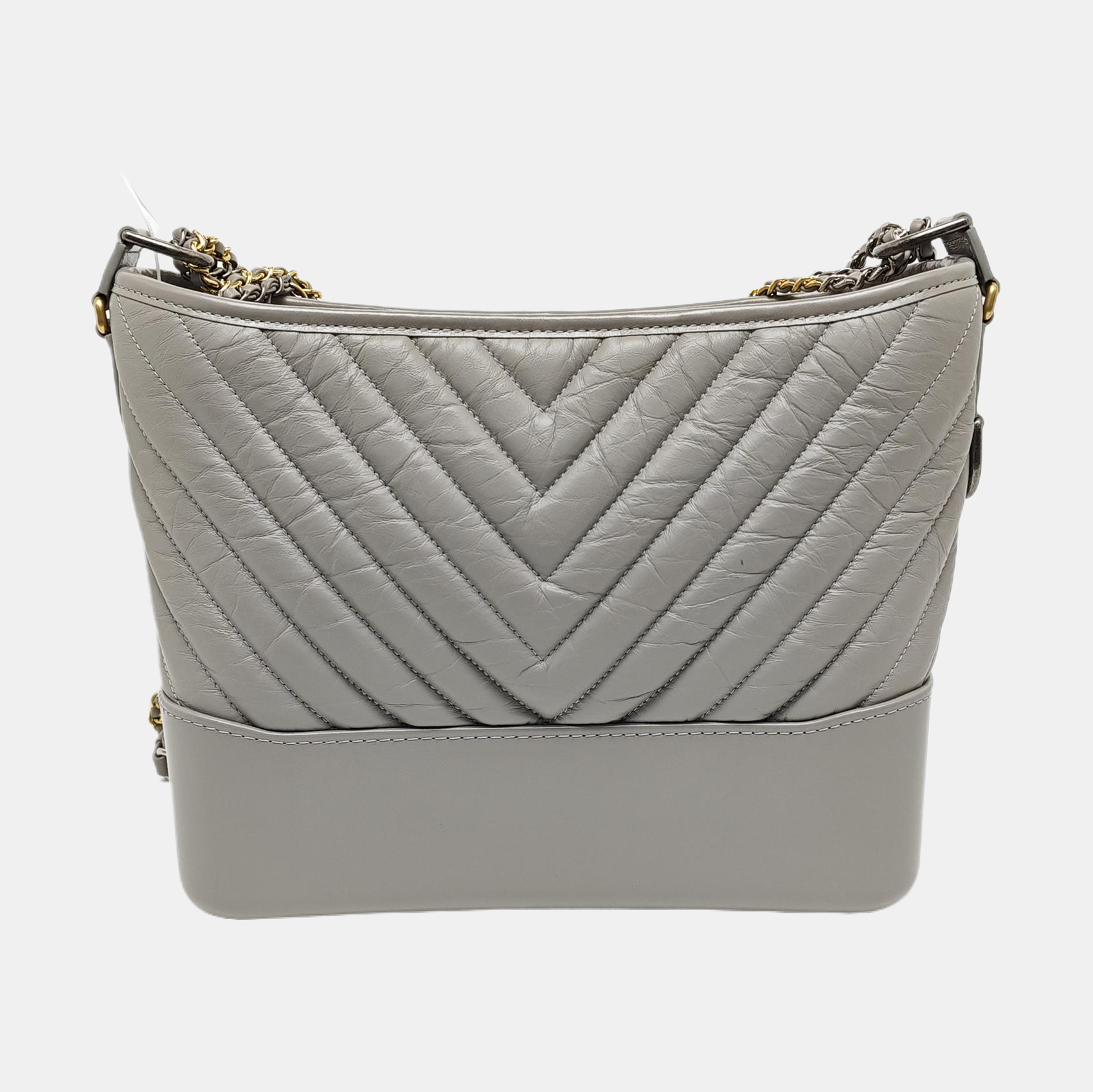 GABRIELLE Medium Chevron Calfskin Gray