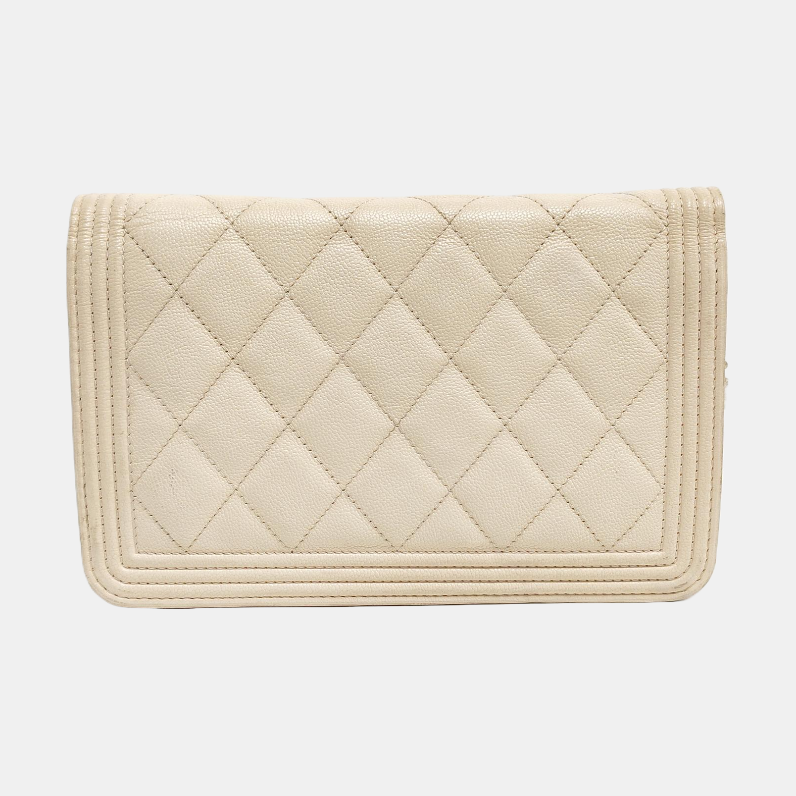 BOY CHANEL Quilted Grained Calfskin White