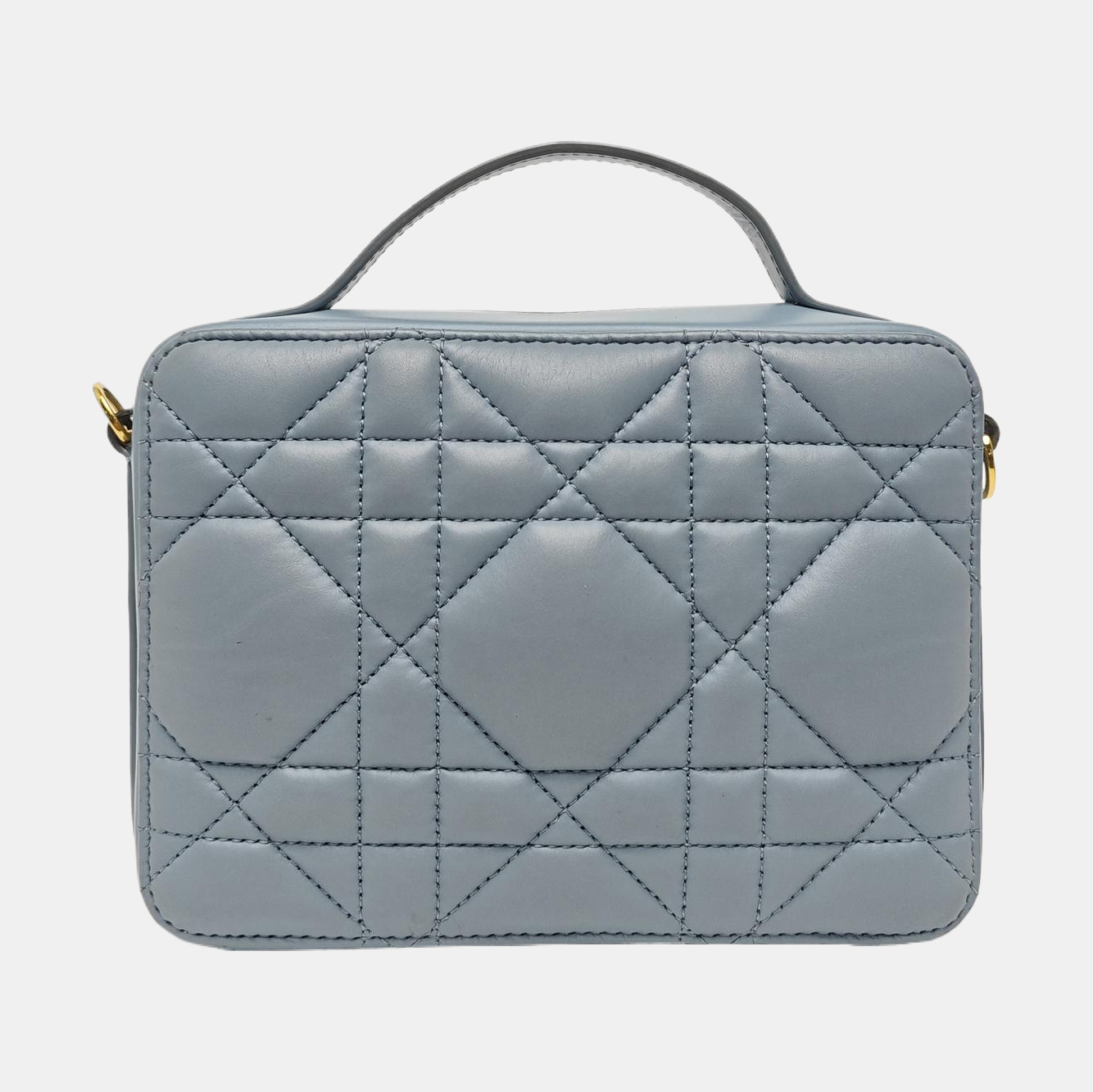 Cannage Calfskin Shoulder Bag Blue