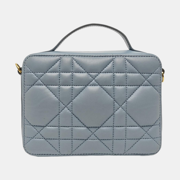 Cannage Calfskin Shoulder Bag Blue
