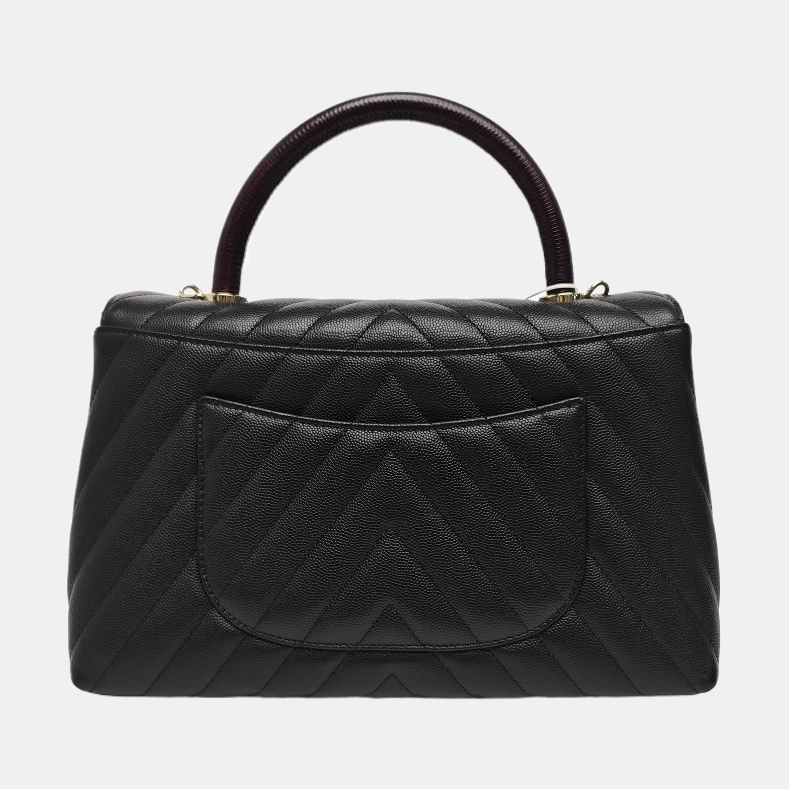 COCO HANDLE Medium Chevron Grained Calfskin Black