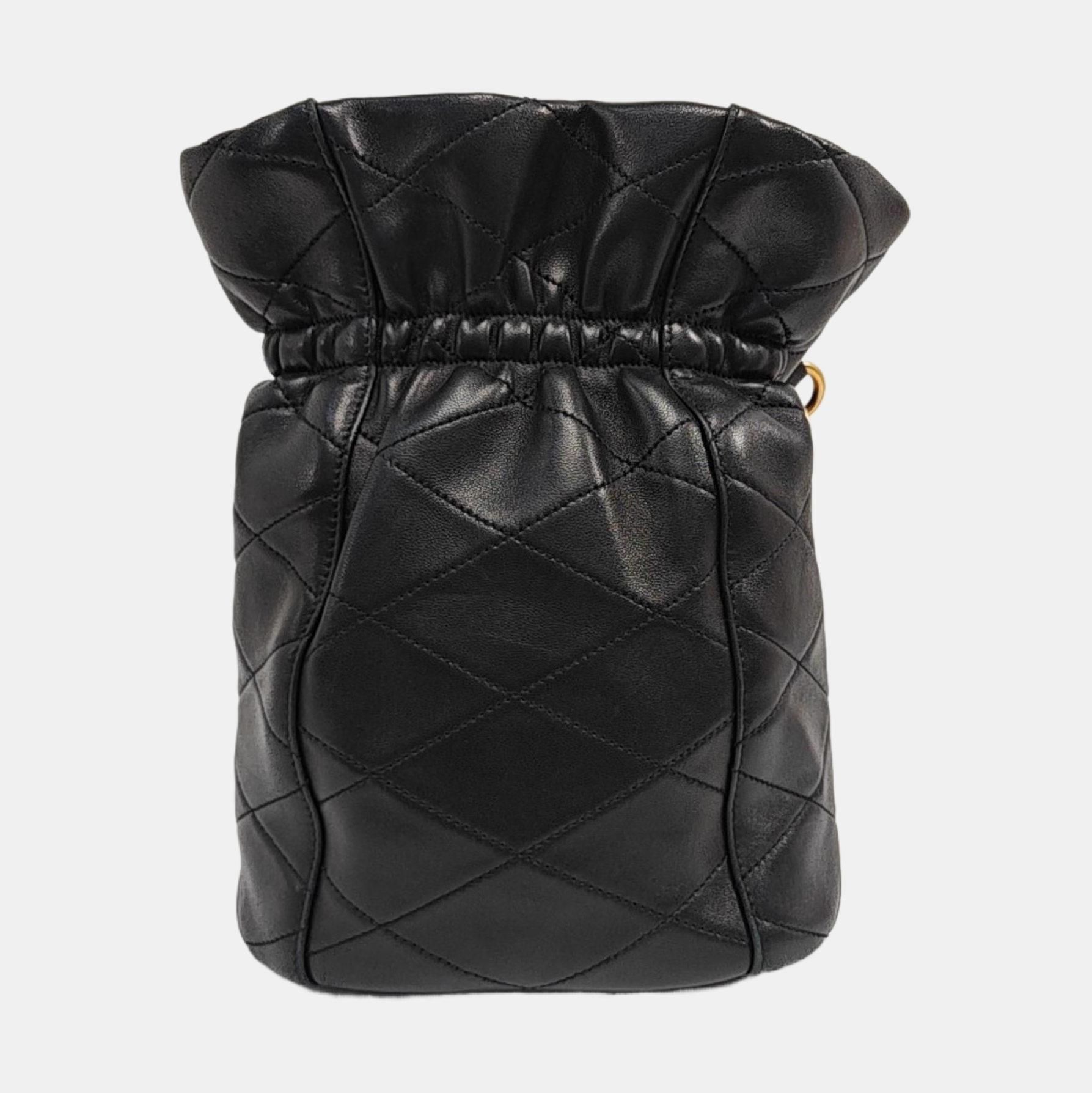 Quilted Lambskin Bucket Bag Black