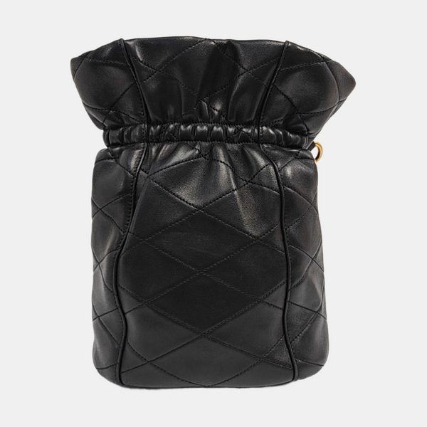 Quilted Lambskin Bucket Bag Black