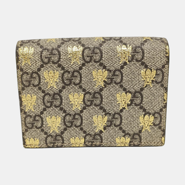 GG Supreme Monogram Coated Canvas Beige Card Holder