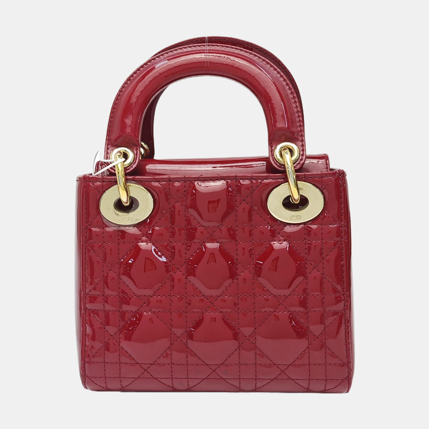 Lady Dior Mini Cannage Patent Calfskin Red