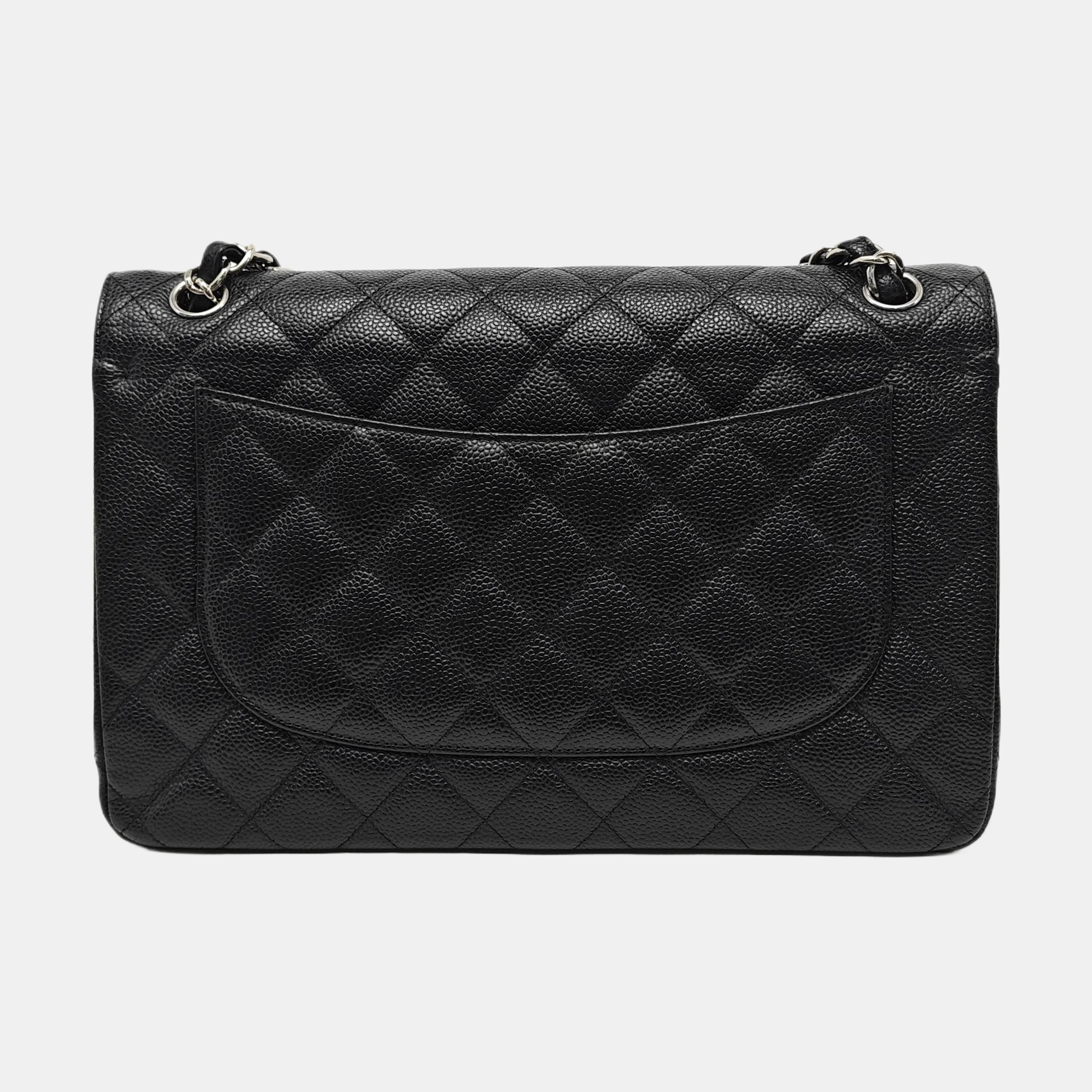 CLASSIC FLAP Jumbo Quilted Grained Calfskin Black