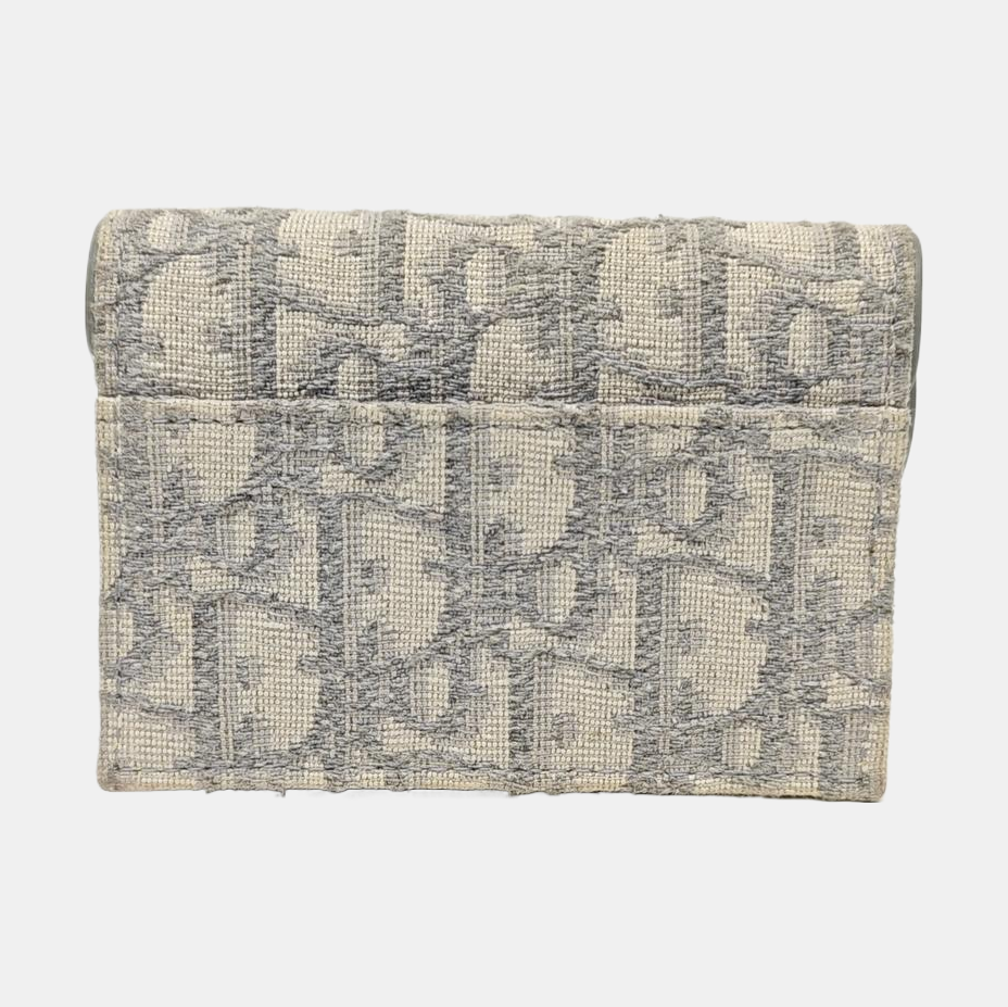 Saddle Mini Oblique Fabric Gray Card Holder