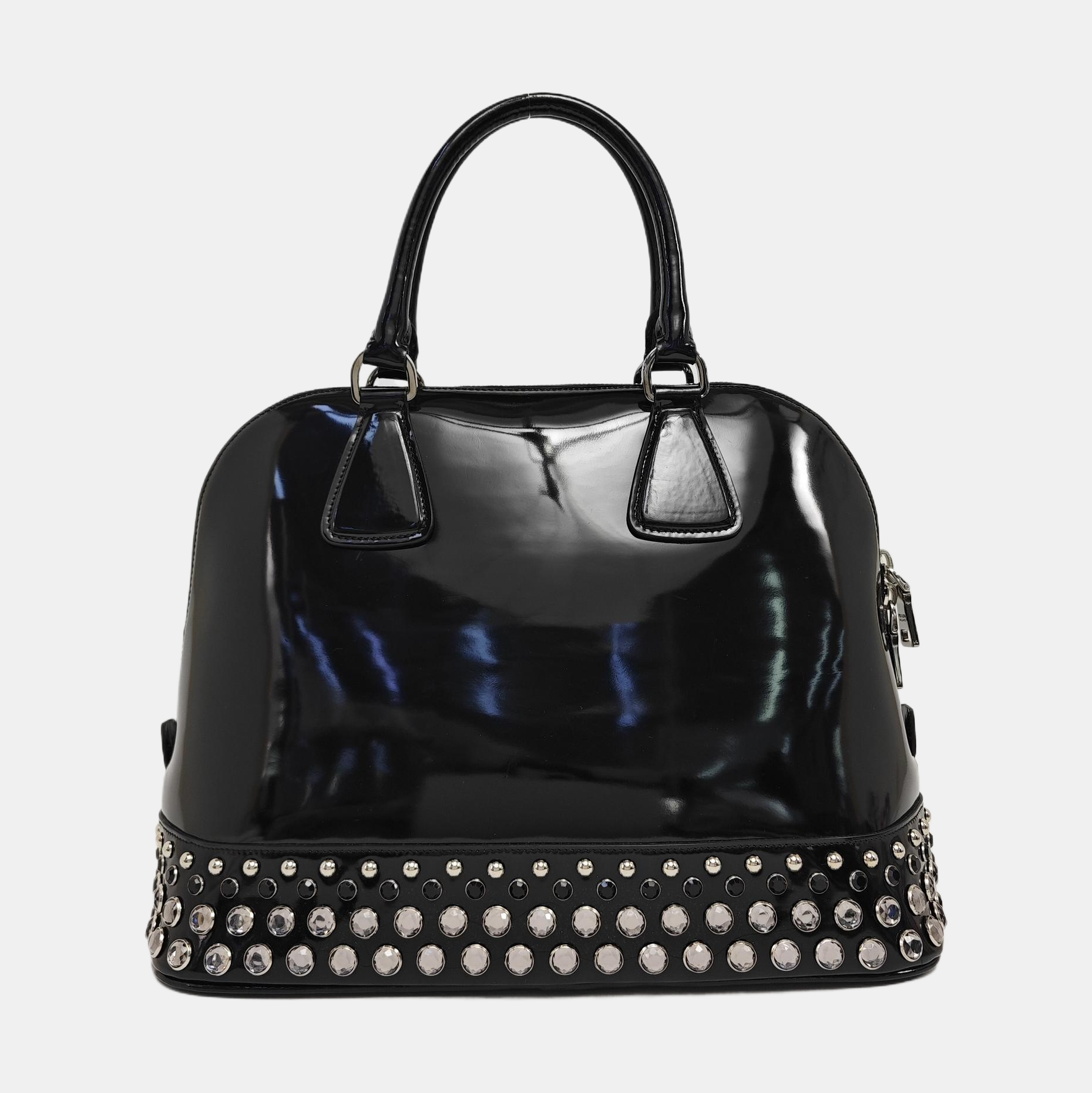 Patent Leather Top Handle Bag Black