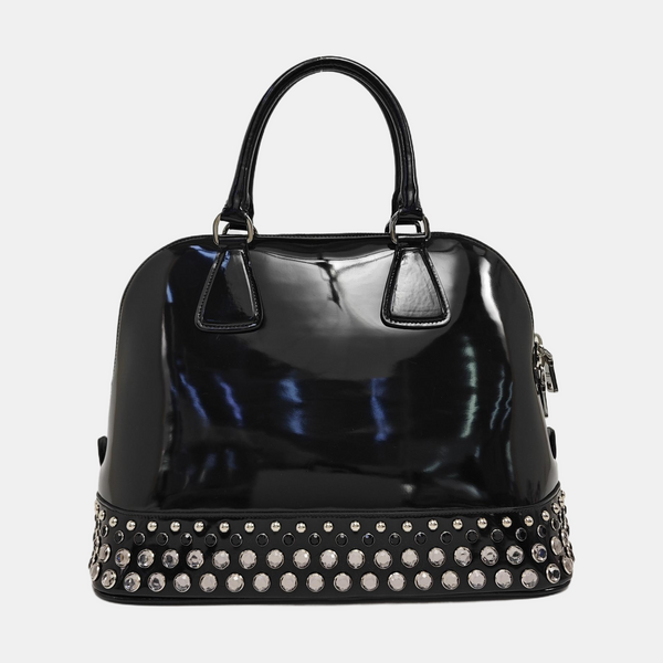 Patent Leather Top Handle Bag Black