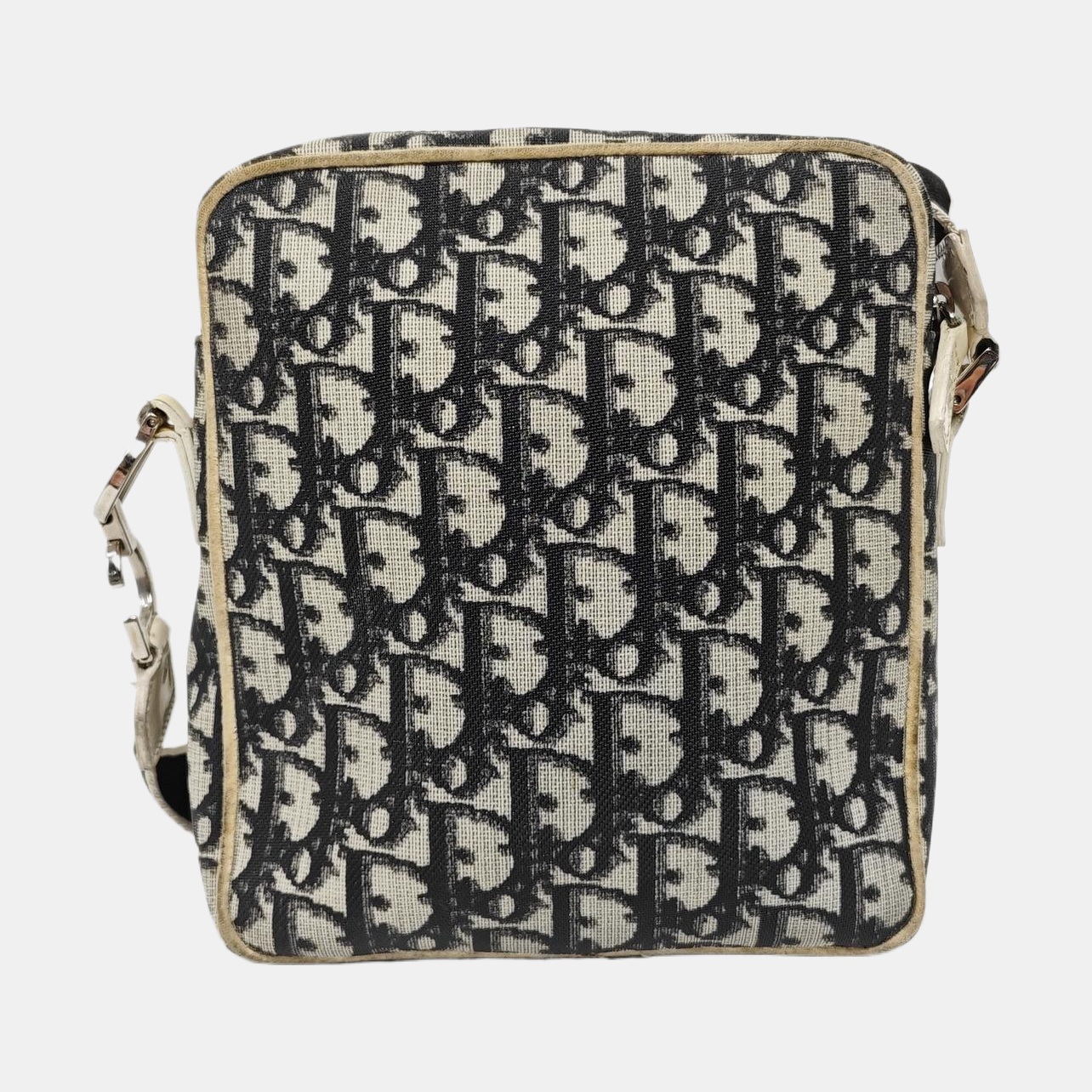 Oblique Coated Canvas Shoulder Bag Gray