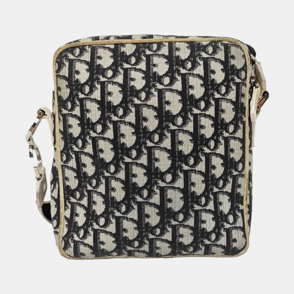 Oblique Coated Canvas Shoulder Bag Gray