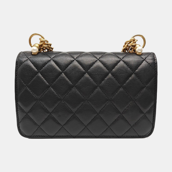 Quilted Calfskin Shoulder Bag Black