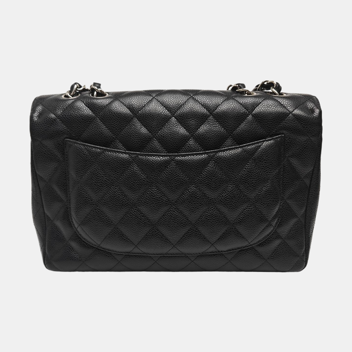 Quilted Grained Calfskin Shoulder Bag Large Black