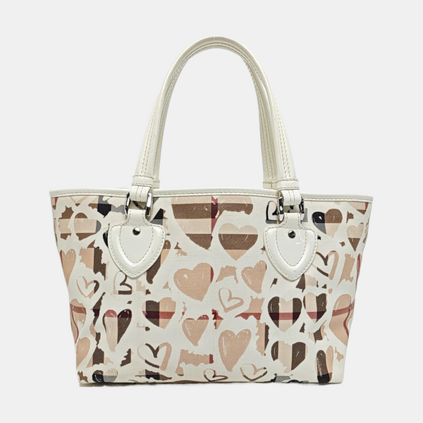 Coated Canvas Top Handle Bag White