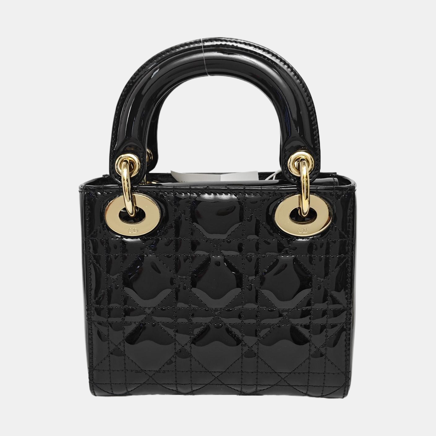 Lady Dior Mini Cannage Patent Leather Black
