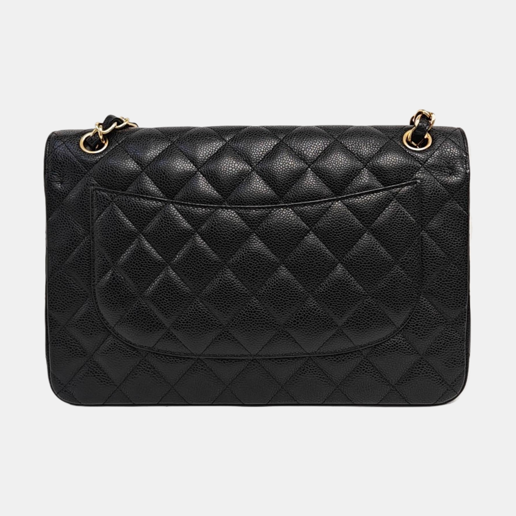CLASSIC FLAP Jumbo Quilted Grained Calfskin Black
