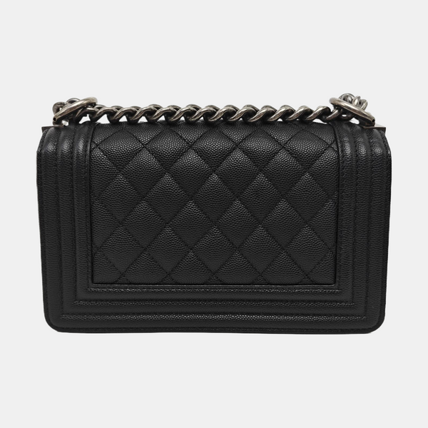 BOY CHANEL Small Quilted Grained Calfskin Black