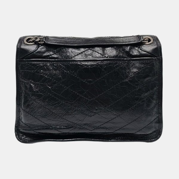 NIKI Medium Chevron Calfskin Black