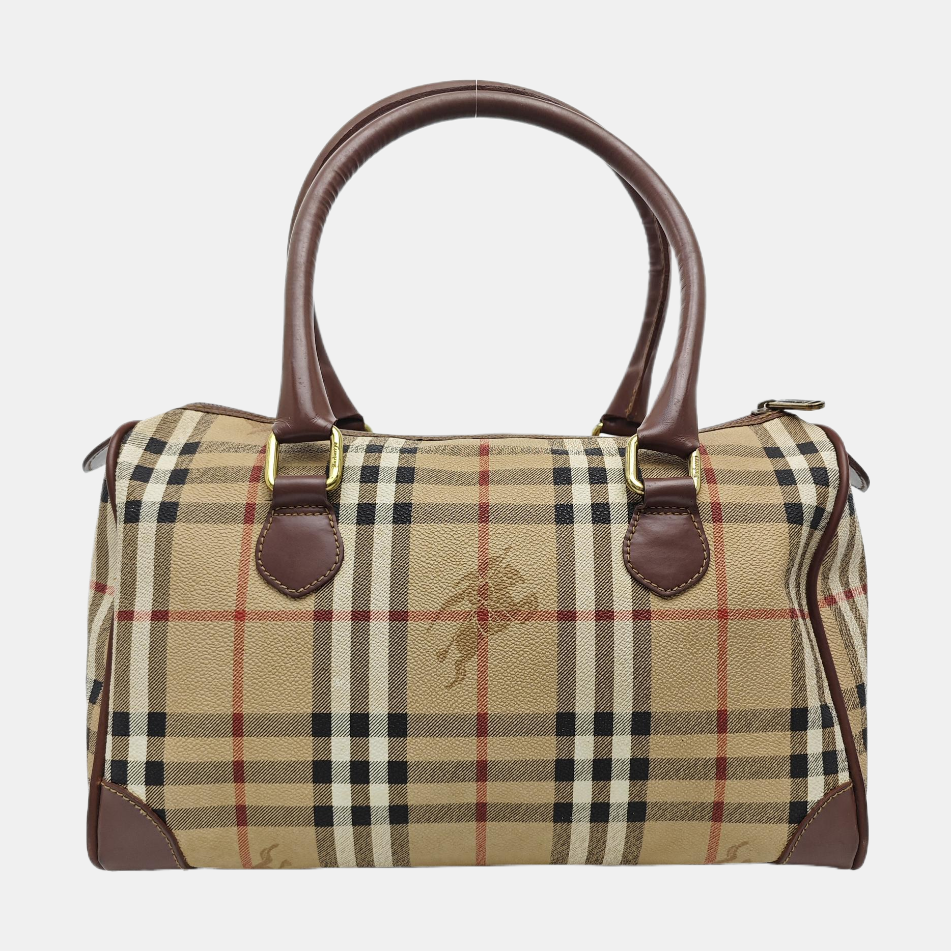 Coated Canvas Top Handle Bag Brown