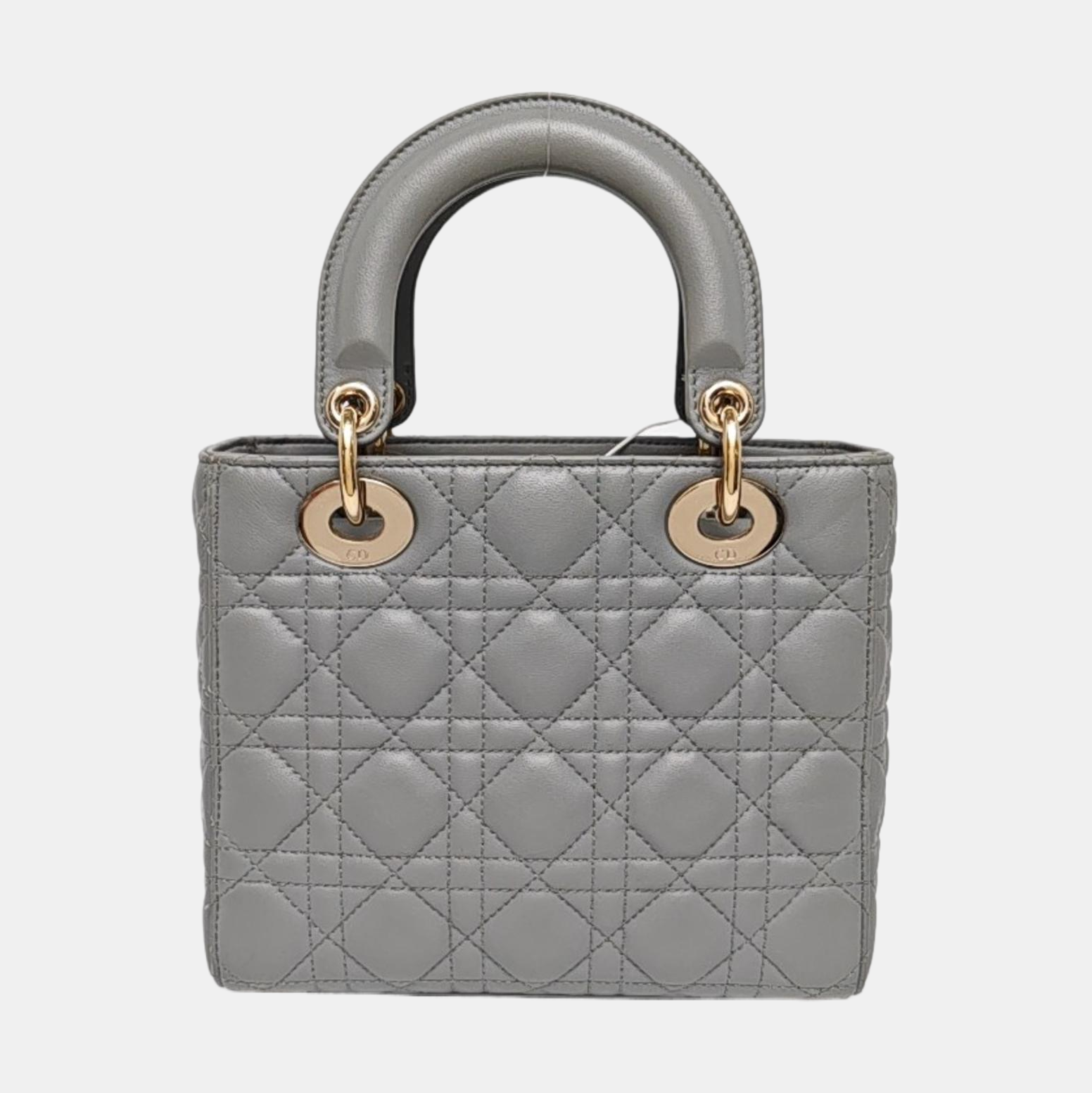 Lady Dior Small Cannage Lambskin Gray