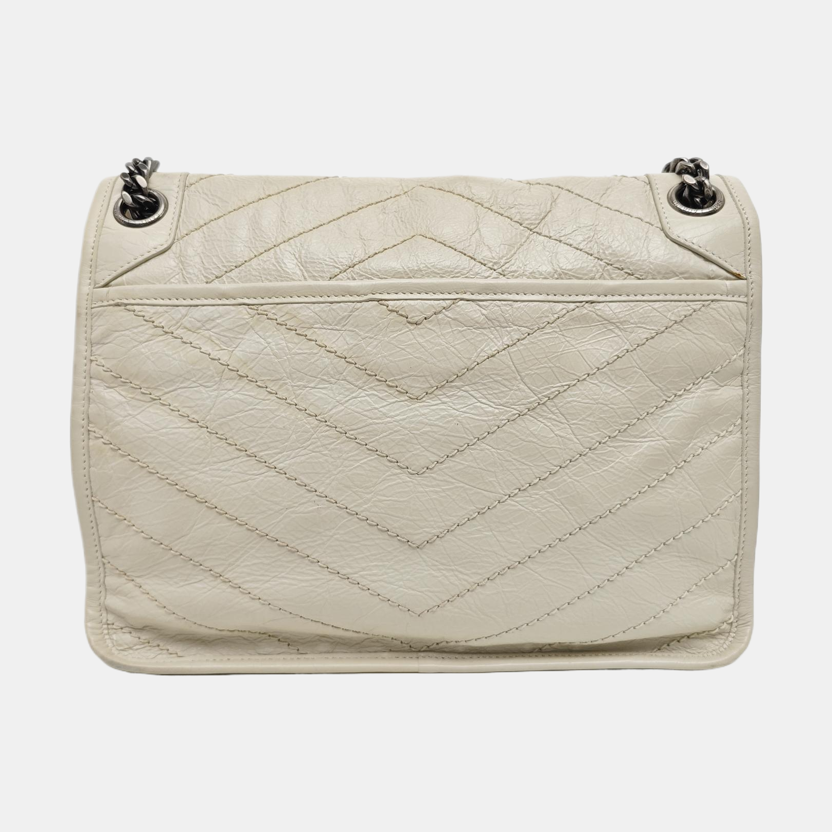 NIKI Medium Chevron Calfskin Gray