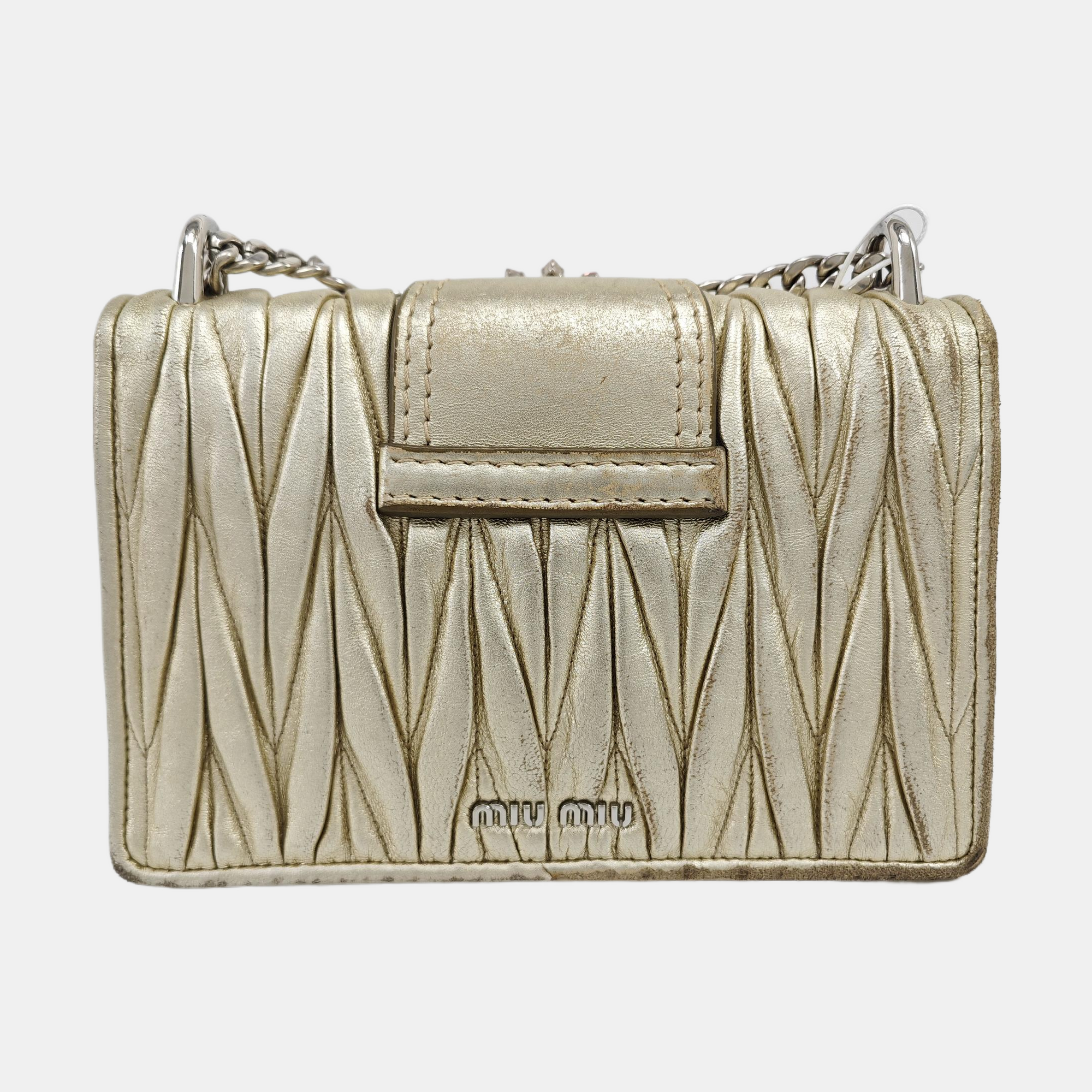 Miu Lady Quilted Lambskin Gold