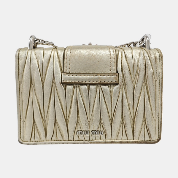 Miu Lady Quilted Lambskin Gold
