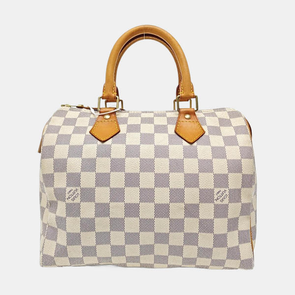 SPEEDY 25 Damier Azur Coated Canvas White